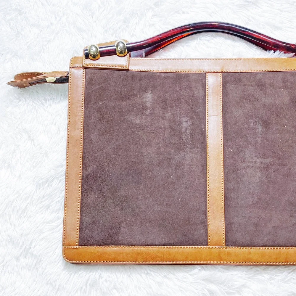 Aries VTG Leather Sueded Suitcase with Amber Handles